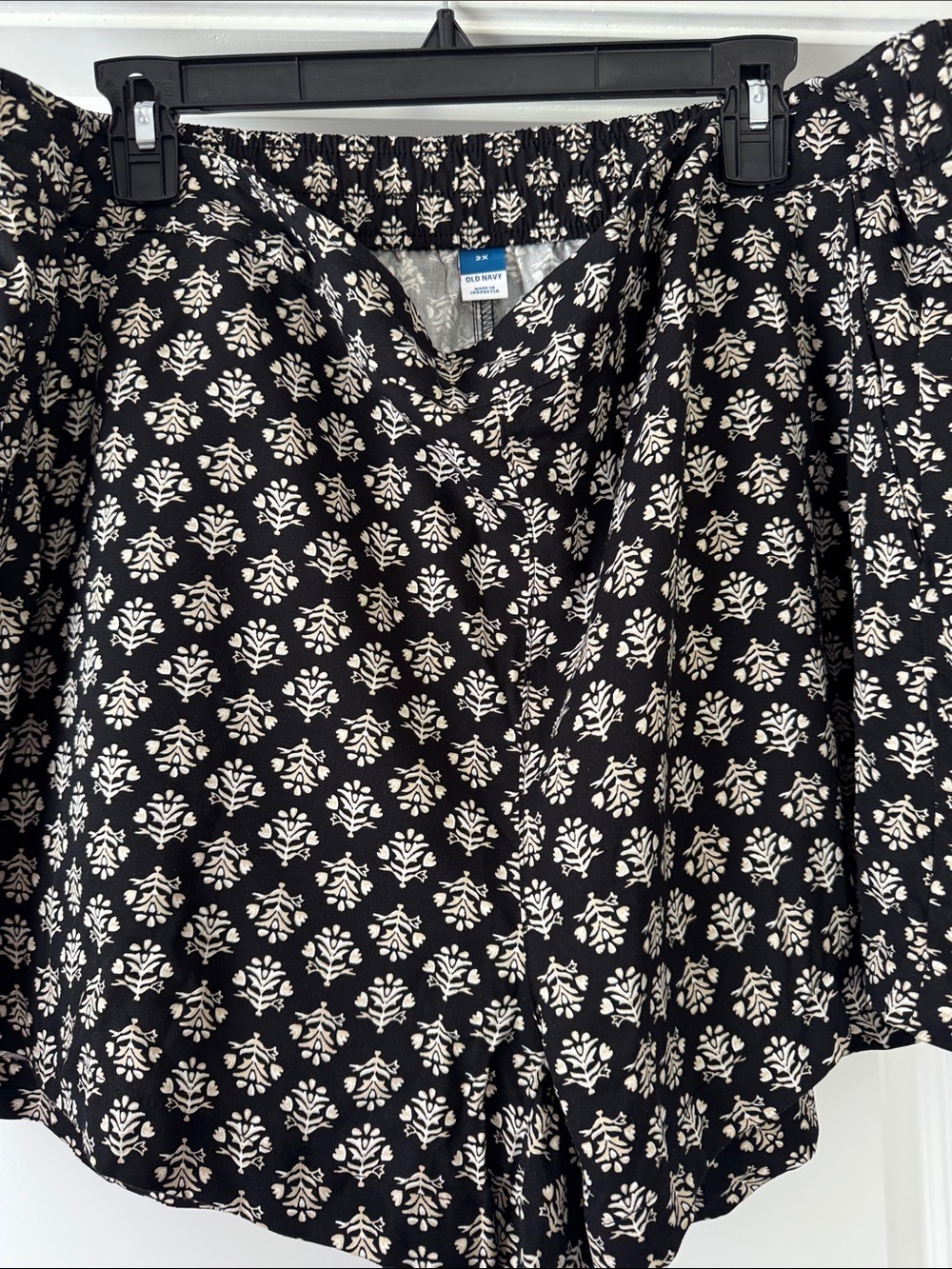 Old Navy Black Shorts with Cream Floral Print